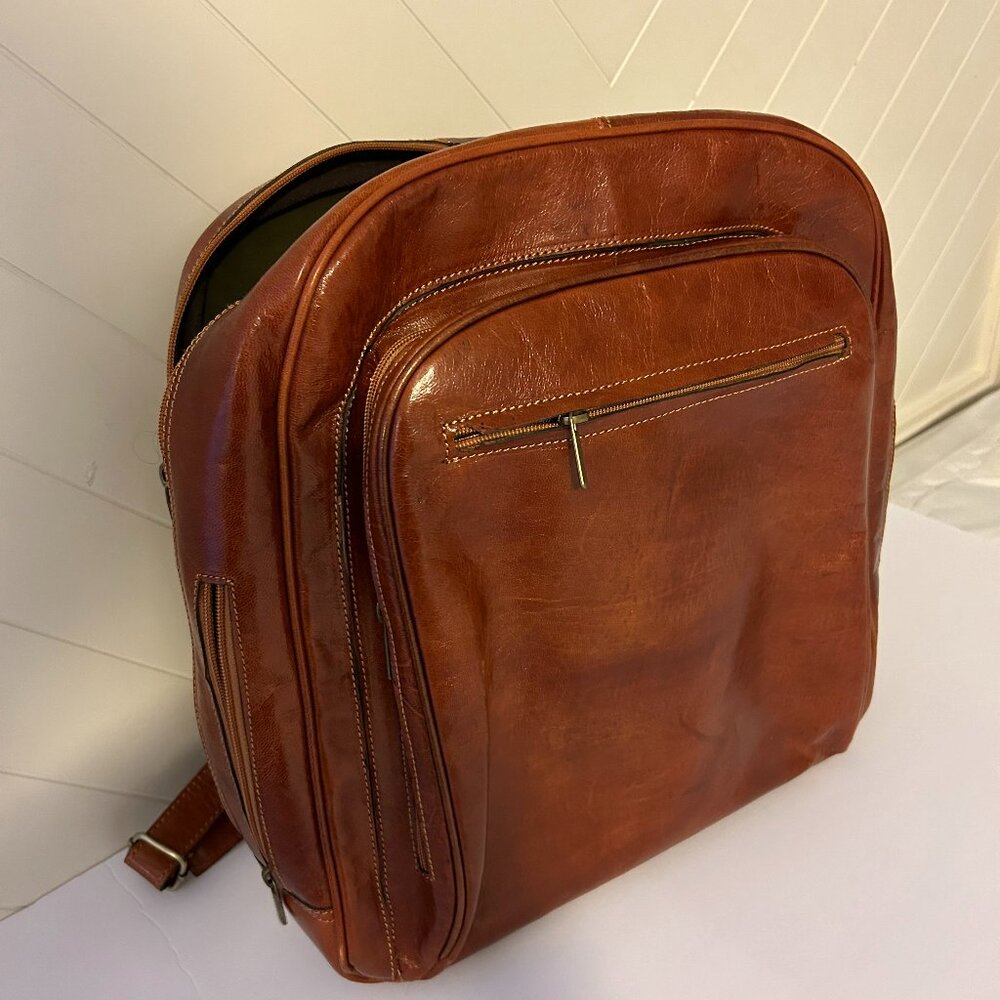 Leather laptop back pack